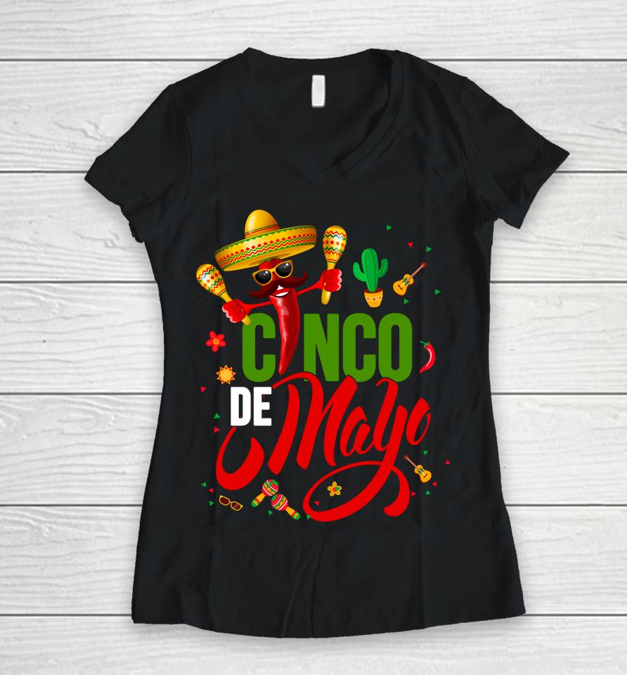 Cinco De Mayo For Mens Womens Kids Mexican Fiesta 5 De Mayo Women V-Neck T-Shirt