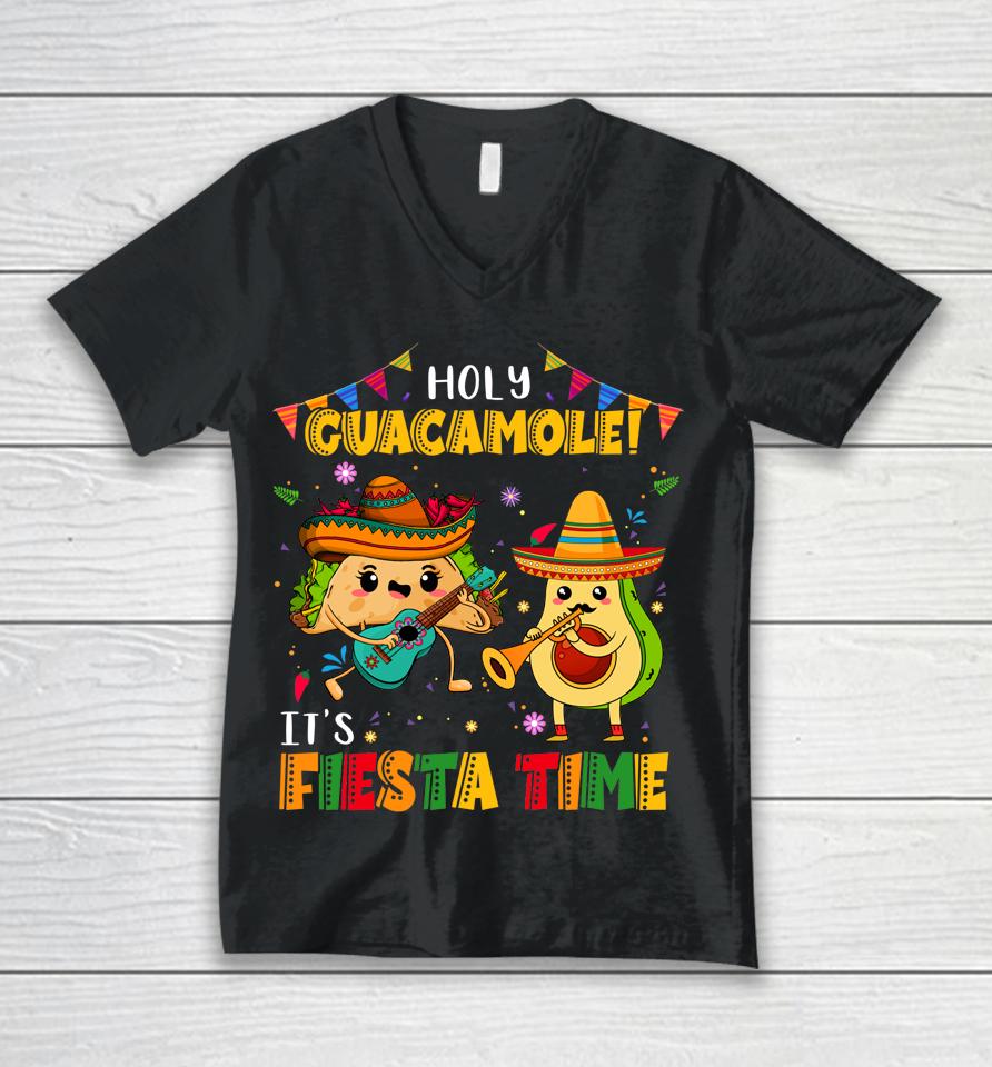 Cinco De Mayo Holy Guacamole It's Fiesta Time Avocado Unisex V-Neck T-Shirt