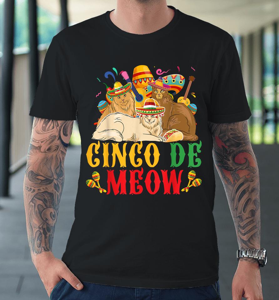 Cinco De Mayo Lets Fiesta Cinco De Meow Cats Kitty Kitten Premium T-Shirt