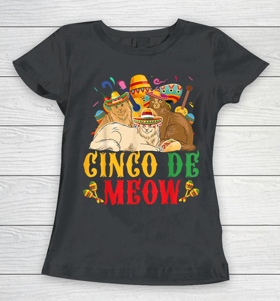 Cinco De Mayo Lets Fiesta Cinco De Meow Cats Kitty Kitten Women T-Shirt
