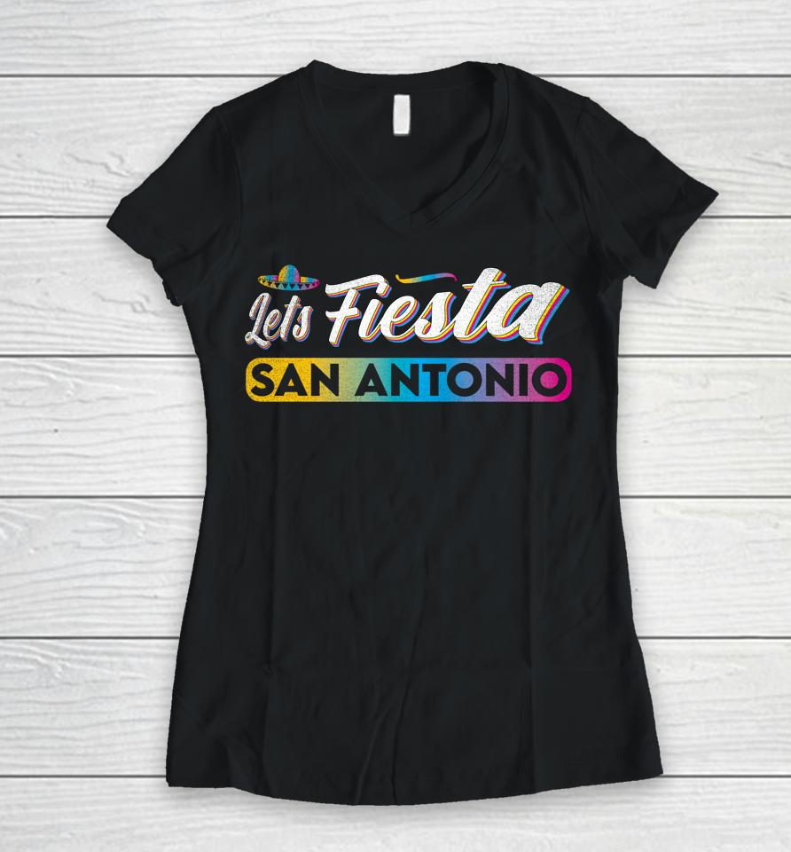 Cinco De Mayo Let's Fiesta Party San Antonio Women V-Neck T-Shirt