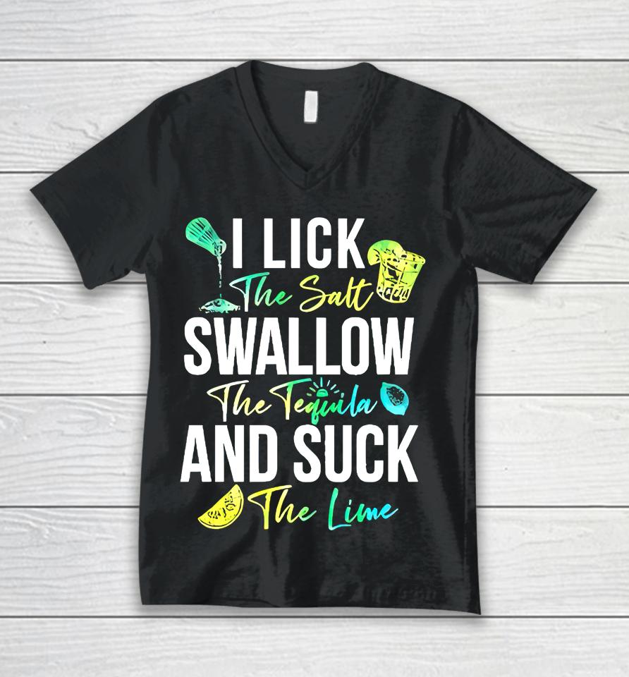 Cinco De Mayo Lick Salt Swallow Tequila Suck Lime Unisex V-Neck T-Shirt