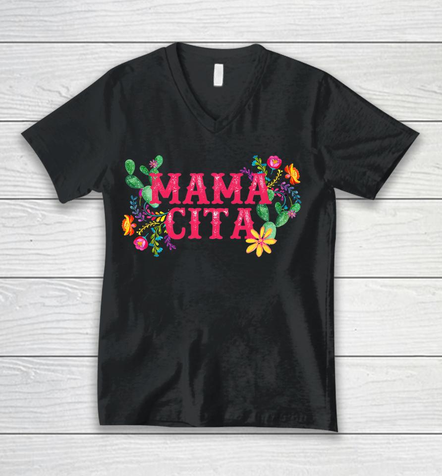 Cinco De Mayo Mama Cita Floral Mexican Fiesta Unisex V-Neck T-Shirt