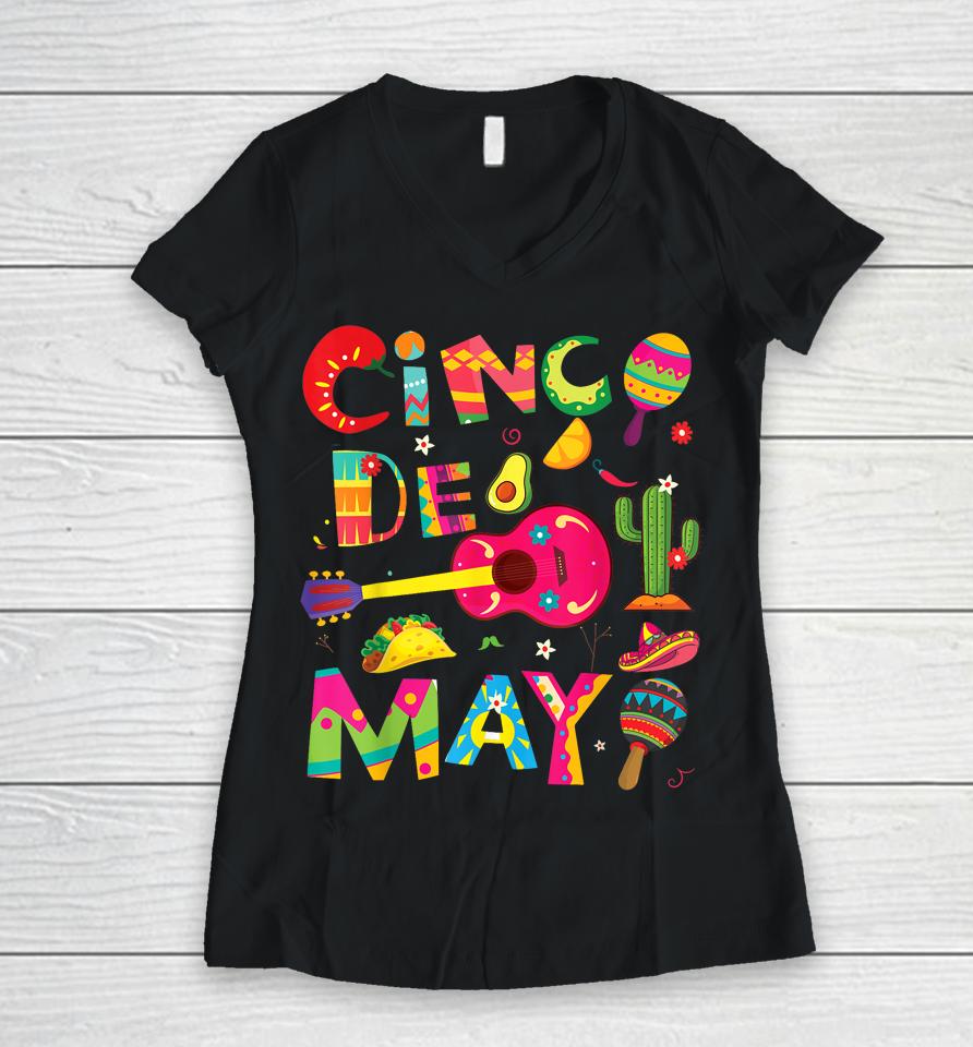 Cinco De Mayo, Men Women Kids Funny Mexican Fiesta 5 De Mayo Women V-Neck T-Shirt