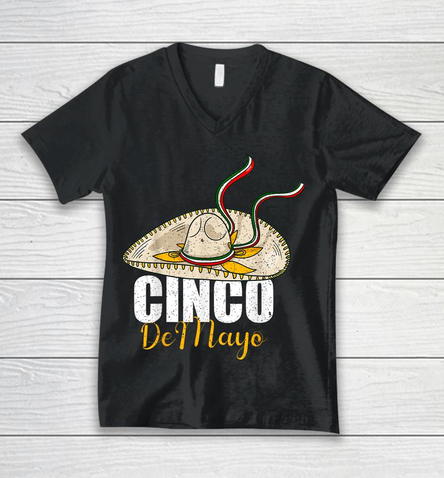Cinco De Mayo Mexican Dress Fiesta Balloons Straw Hats Unisex V-Neck T-Shirt