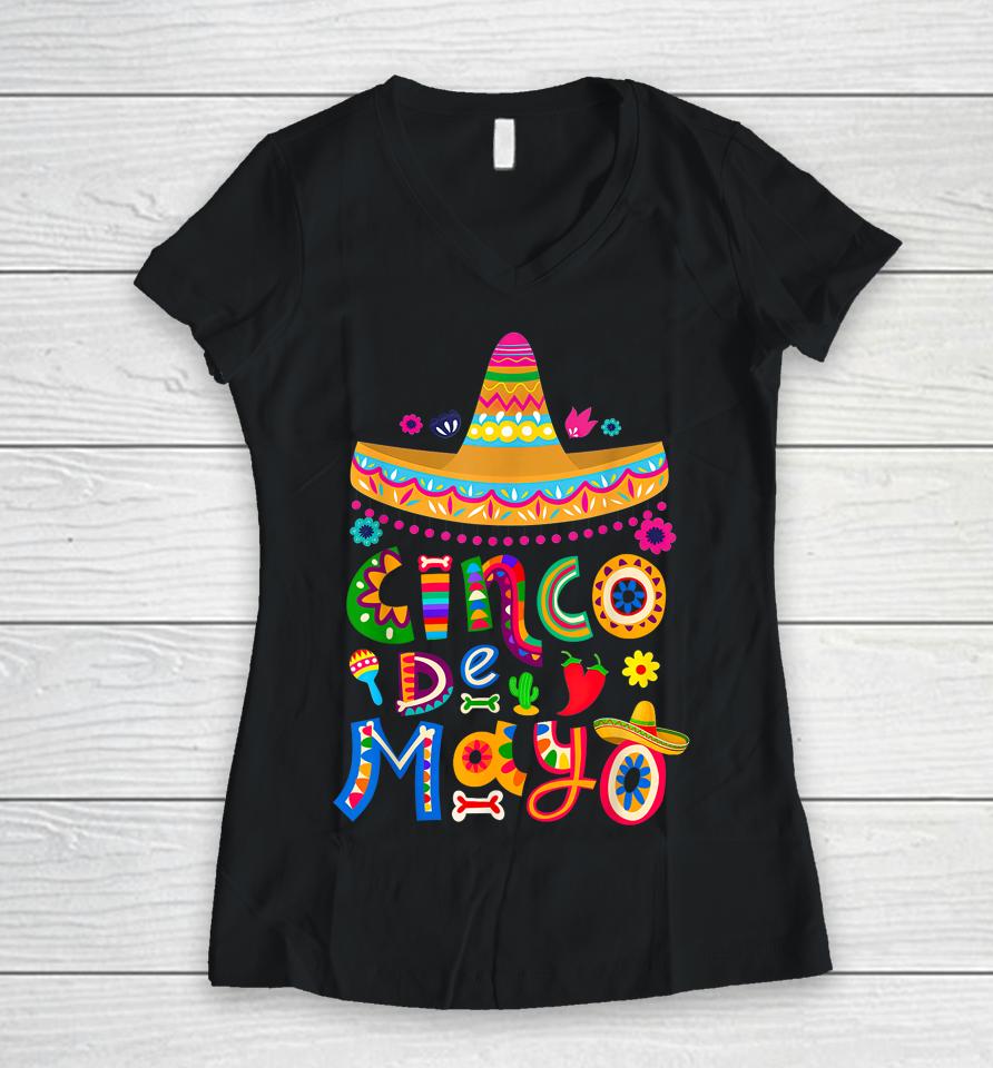 Cinco De Mayo Mexican Fiesta 5 De Mayo Women Men Girls Women V-Neck T-Shirt