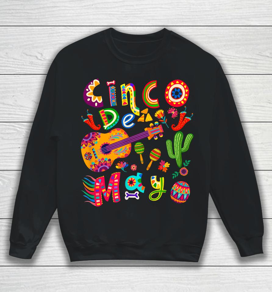 Cinco De Mayo Mexican Fiesta Cool Guitar Cactus Sweatshirt