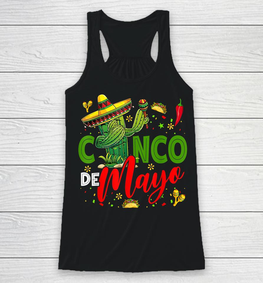 Cinco De Mayo Mexican Fiesta Dabbing Cactus 5 De Mayo Racerback Tank