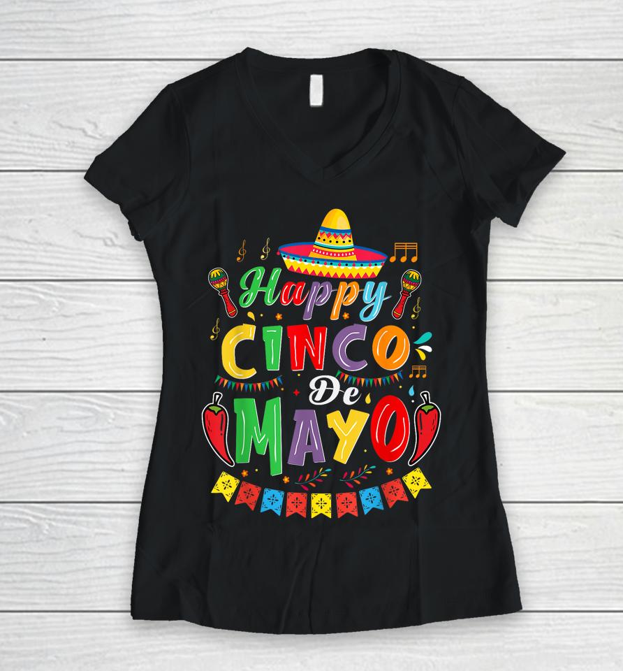 Cinco De Mayo Mexican Fiesta Party Women Men Boys Girls Kids Women V-Neck T-Shirt