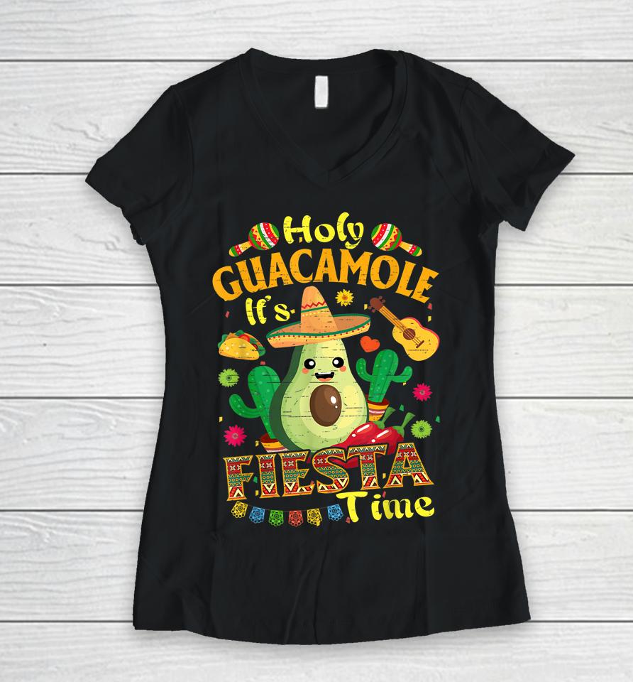 Cinco De Mayo Mexican Holy Guacamole Fiesta Time Women V-Neck T-Shirt