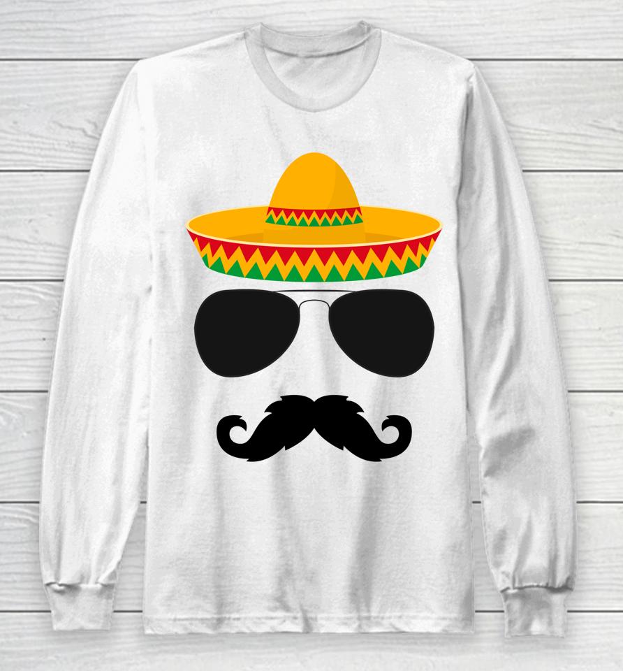 Cinco De Mayo Mustache Face Long Sleeve T-Shirt