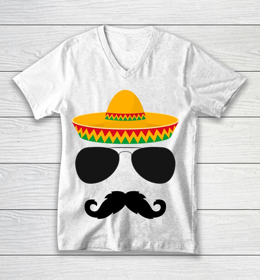Cinco De Mayo Mustache Face Unisex V-Neck T-Shirt