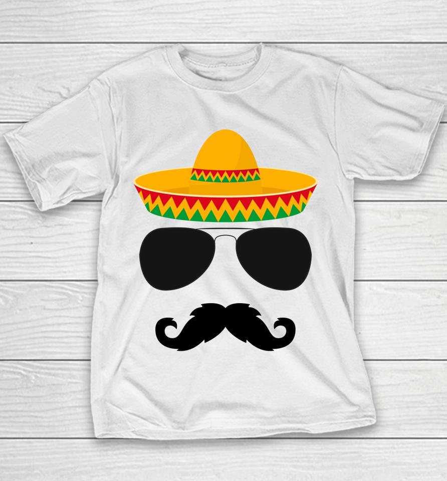 Cinco De Mayo Mustache Face Youth T-Shirt