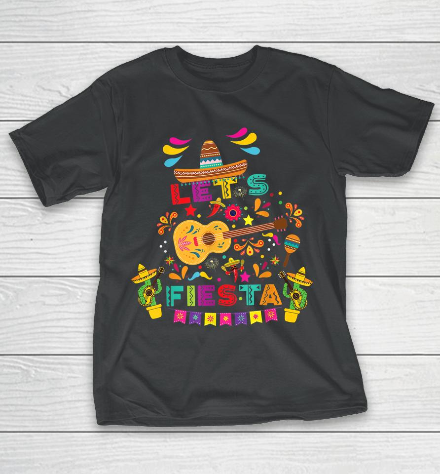 Cinco De Mayo Shirt Let's Fiesta Mexican Maracas Sombrero T-Shirt