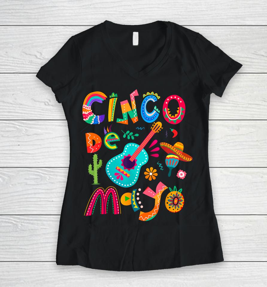 Cinco De Mayo Shirt Mexican Fiesta 5 De Mayo Women Men Girls Women V-Neck T-Shirt