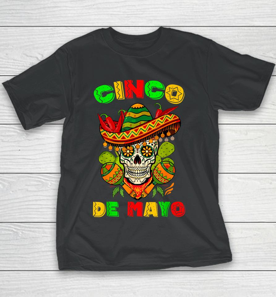 Cinco De Mayo Skull Tee Mexican Fiesta 5 De Mayo Women Men Youth T-Shirt