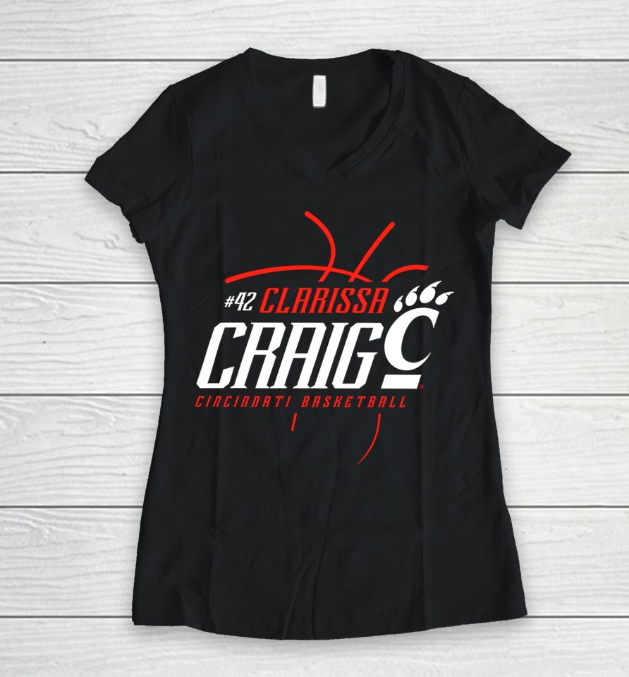 Cincyshirts Store Clarissa Craig Uc Down The Paint Women V-Neck T-Shirt
