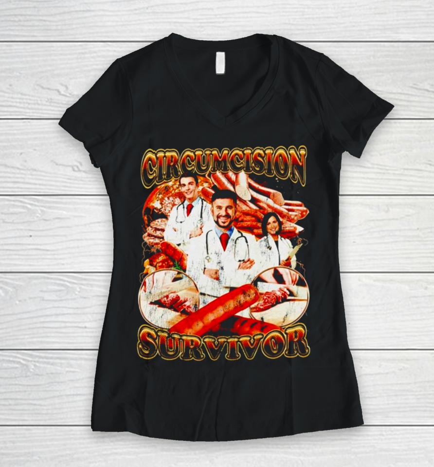 Circumcision Survivor Doctor Women V-Neck T-Shirt