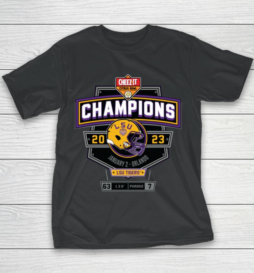 Citrus Bowl 2023 Champions Score Lsu Tigers Football Youth T-Shirt