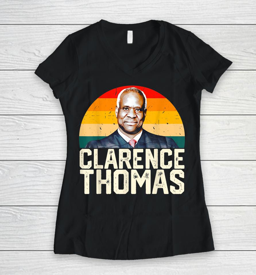 Clarence Thomas Supreme Court Justices Scotus Funny Vintage Women V-Neck T-Shirt