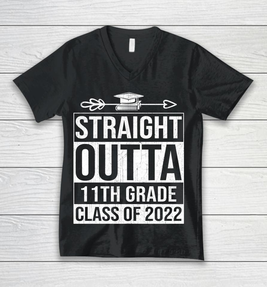 Class Of 2022 Graduate Vintage Straight Outta 11Th Grade Unisex V-Neck T-Shirt