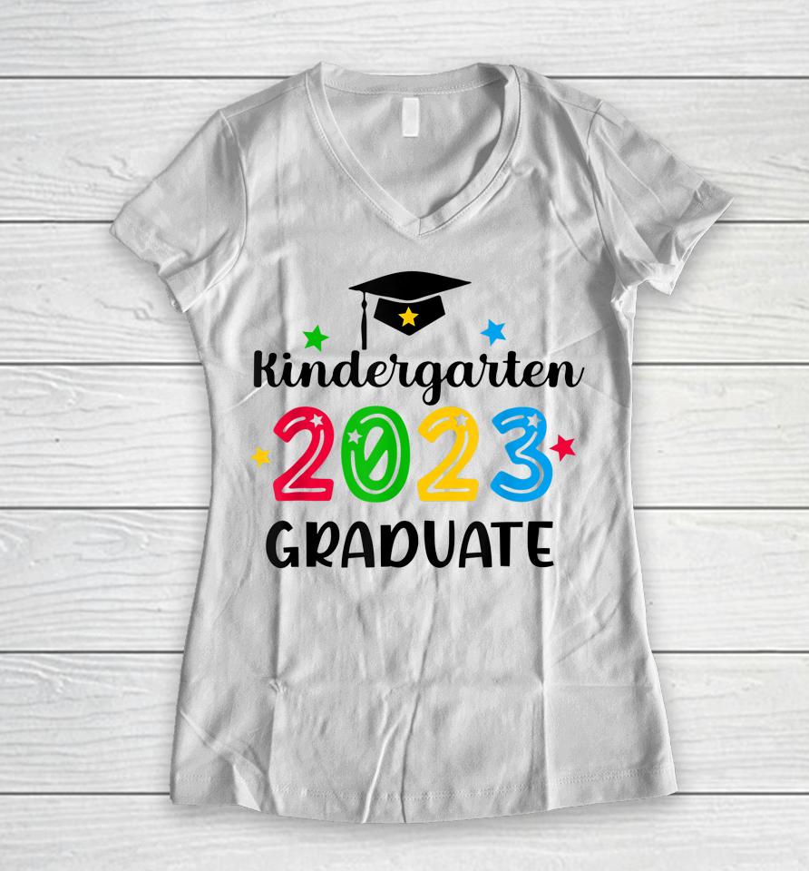 Class Of 2023 Kindergarten Kids Boys Girls Graduation Gifts Women V-Neck T-Shirt
