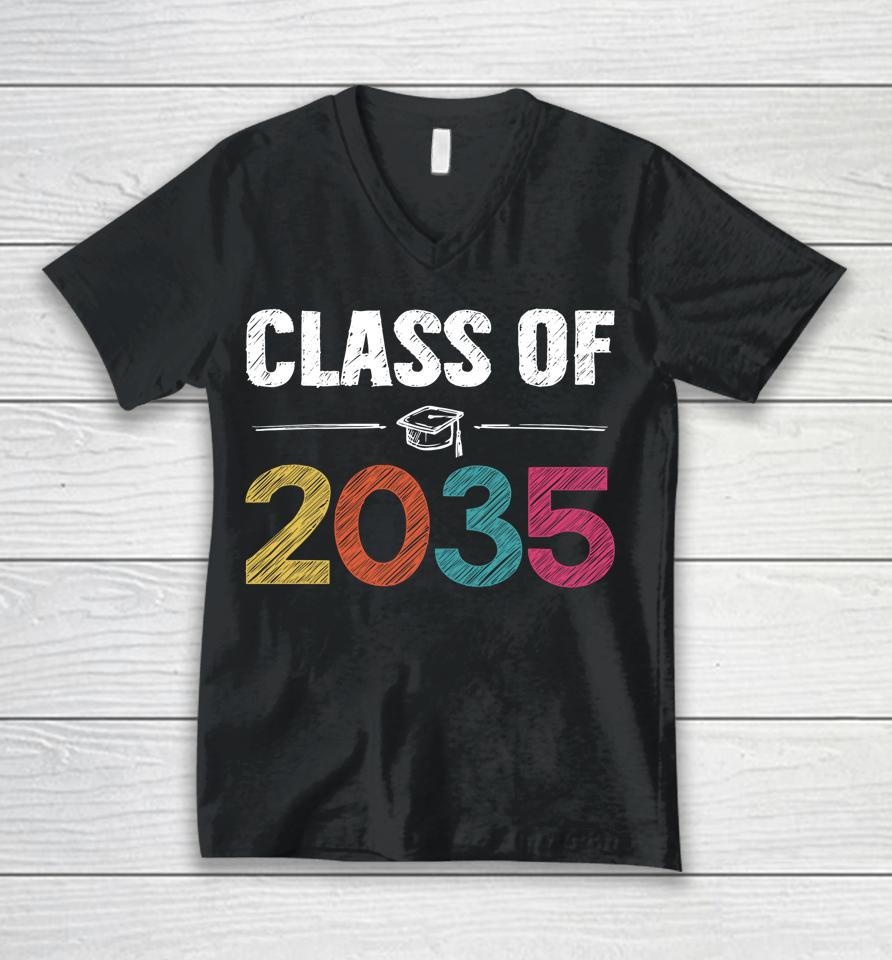 Class Of 2035 First Day Of School Grow With Me Graduation Unisex V-Neck T-Shirt