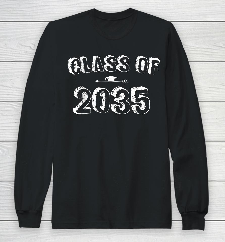 Class Of 2035 Graduation Kindergarten Pre K Grow With Me Long Sleeve T-Shirt