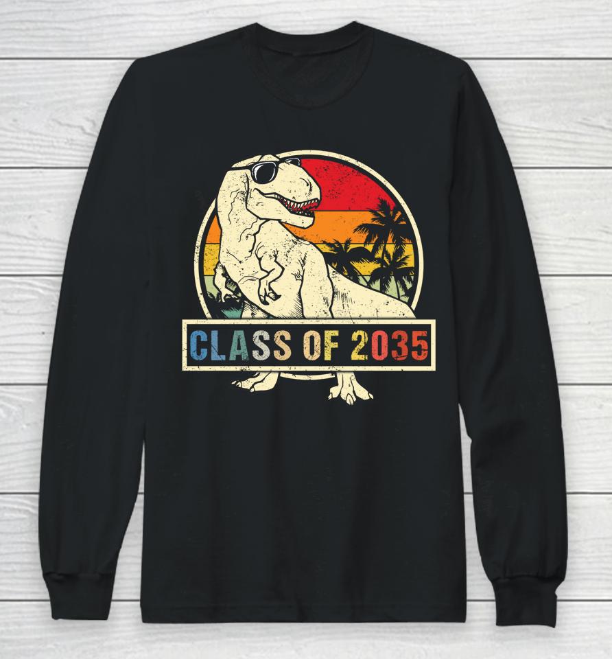 Class Of 2035 Grow With Me First Day Of School Dinosaur Boys Long Sleeve T-Shirt