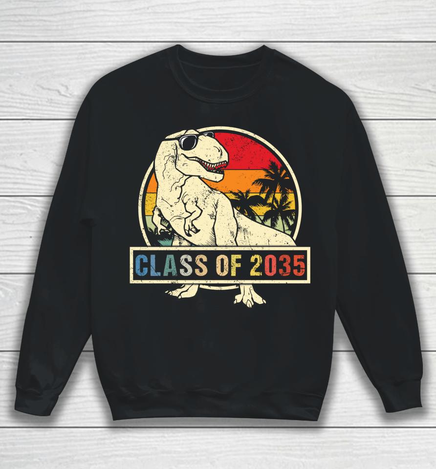 Class Of 2035 Grow With Me First Day Of School Dinosaur Boys Sweatshirt