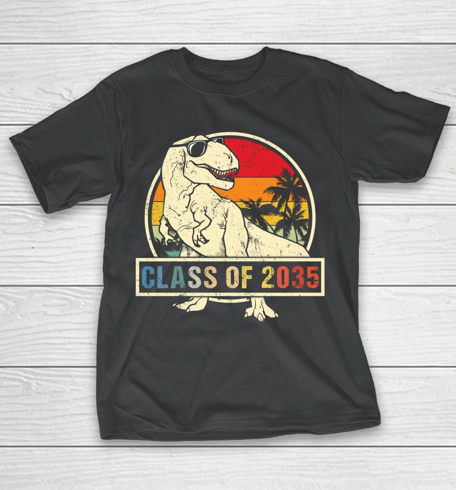 Class Of 2035 Grow With Me First Day Of School Dinosaur Boys T-Shirt