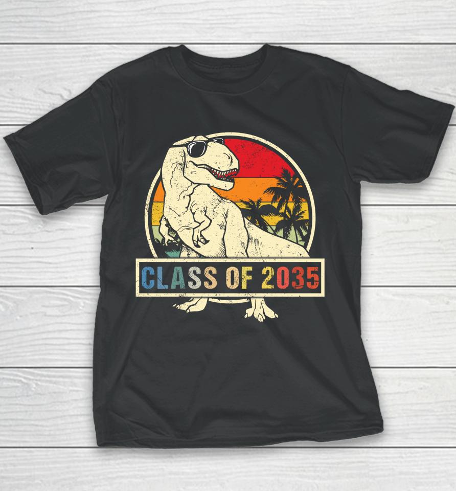 Class Of 2035 Grow With Me First Day Of School Dinosaur Boys Youth T-Shirt
