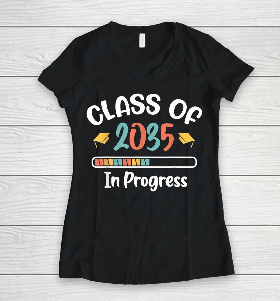 Class Of 2035 Grow With Me First Day Of School Graduation Women V-Neck T-Shirt