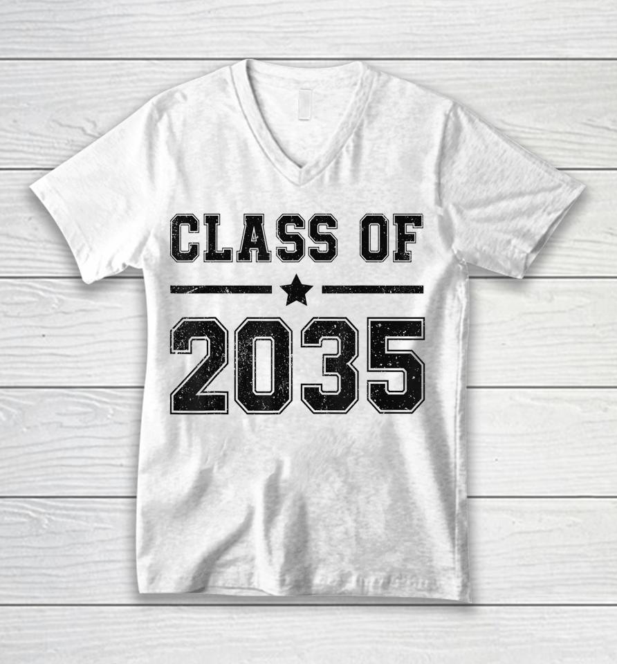 Class Of 2035 Grow With Me Graduation First Day Of School Unisex V-Neck T-Shirt