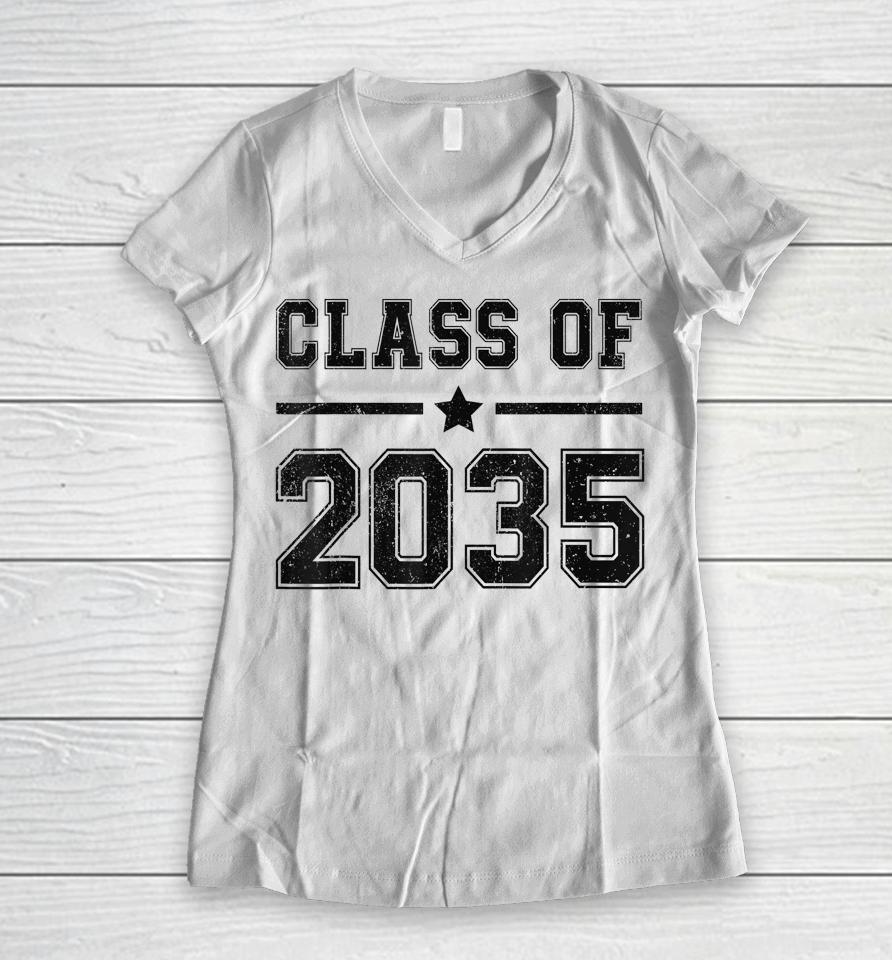 Class Of 2035 Grow With Me Graduation First Day Of School Women V-Neck T-Shirt