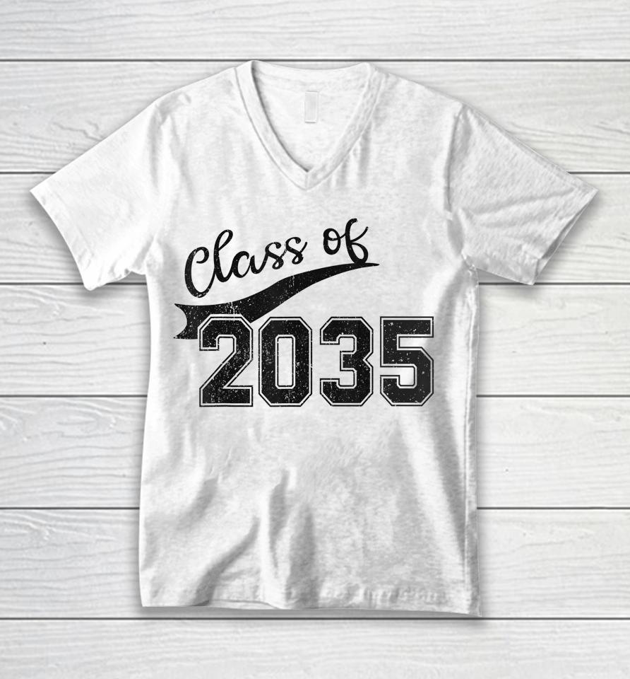 Class Of 2035 Grow With Me Graduation First Day Of School Unisex V-Neck T-Shirt