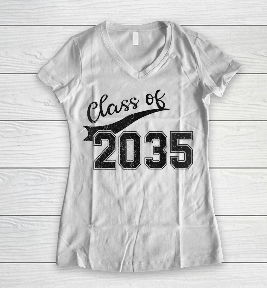 Class Of 2035 Grow With Me Graduation First Day Of School Women V-Neck T-Shirt
