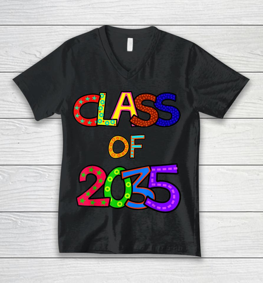 Class Of 2035 Grow With Me Kindergarten Graduation Unisex V-Neck T-Shirt