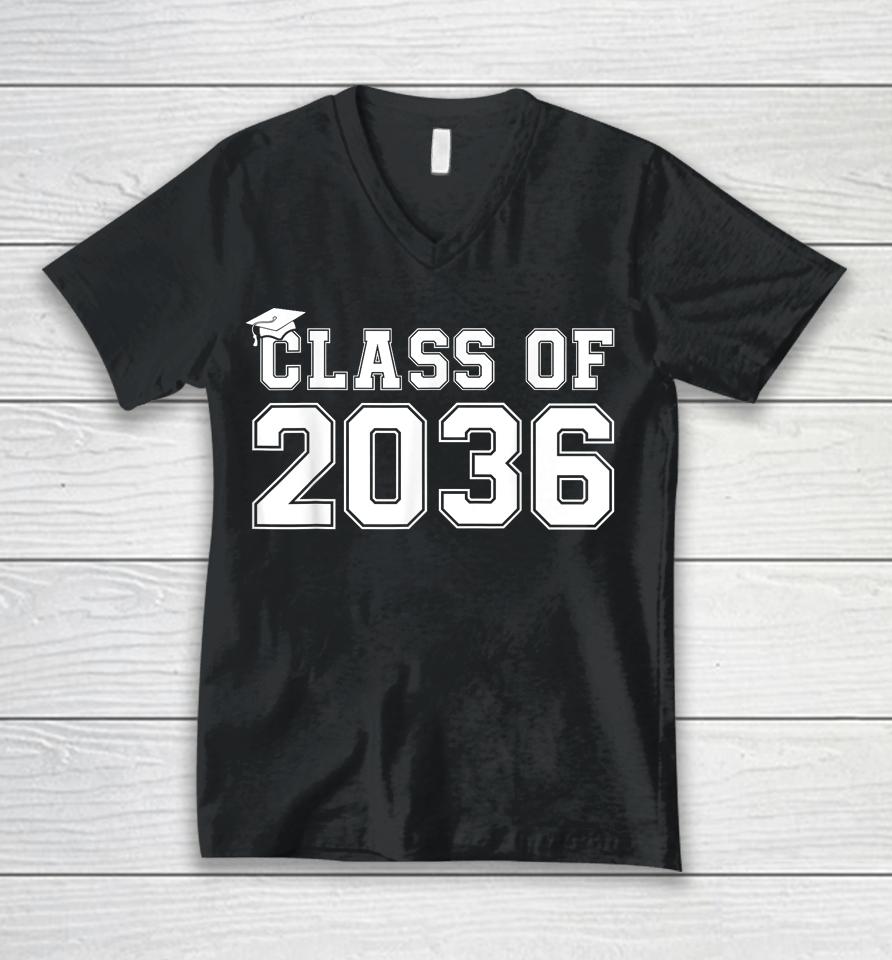 Class Of 2036 Grow With Me Graduation First Day Of School Unisex V-Neck T-Shirt