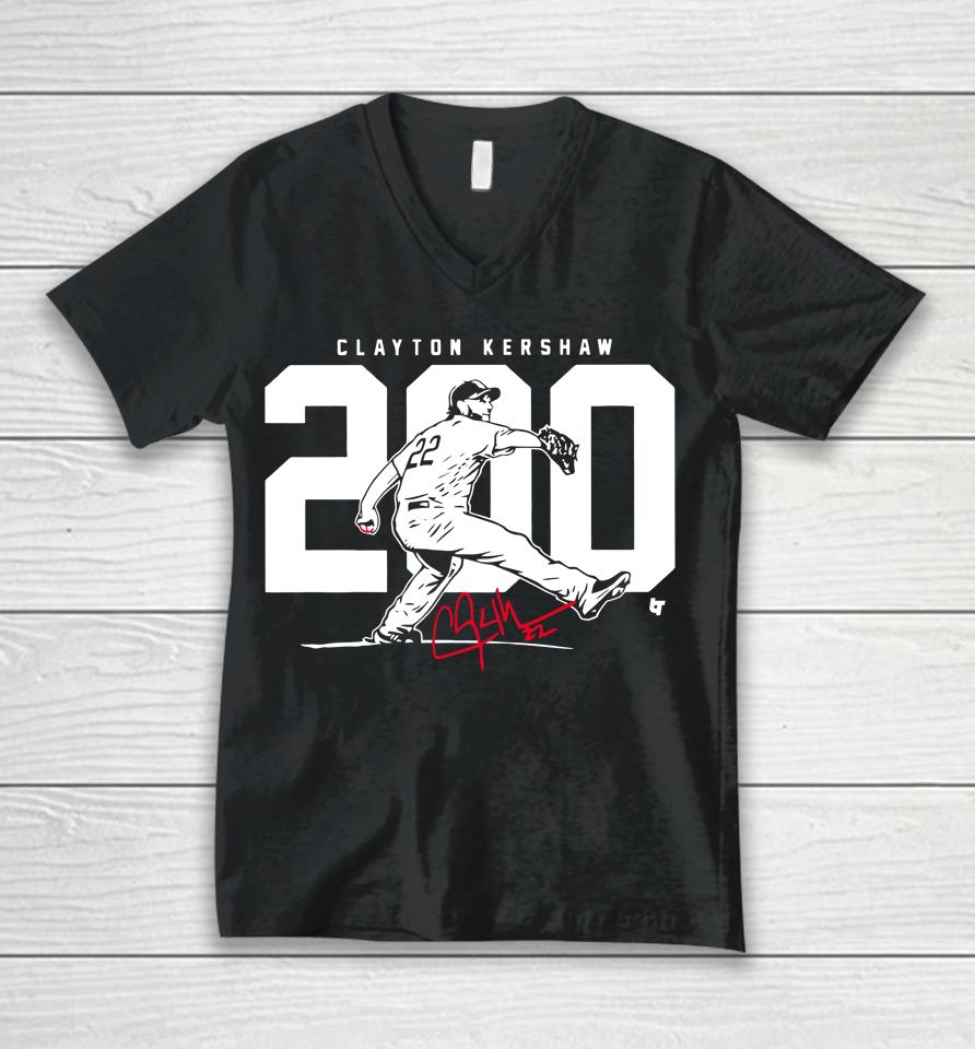 Clayton Kershaw 200 Unisex V-Neck T-Shirt