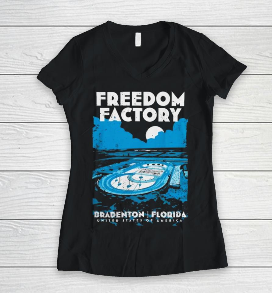 Cleetus Mcfarland Freedom Factory Day And Night Women V-Neck T-Shirt