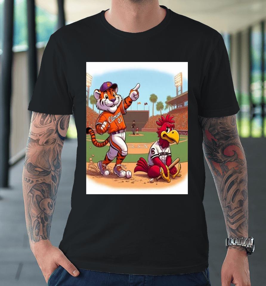 Clemson Tiger Wins The Opener Over South Carolina Gamecocks In 12 Innings As Andrew Ciufo Walks It Off 5 4 Mascot Premium T-Shirt
