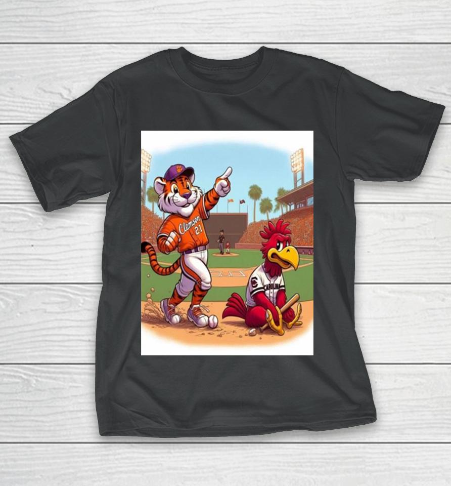 Clemson Tiger Wins The Opener Over South Carolina Gamecocks In 12 Innings As Andrew Ciufo Walks It Off 5 4 Mascot T-Shirt