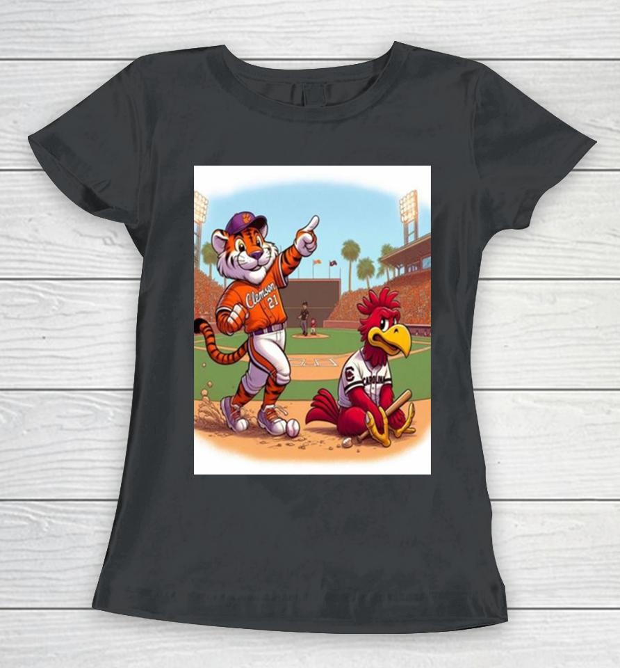Clemson Tiger Wins The Opener Over South Carolina Gamecocks In 12 Innings As Andrew Ciufo Walks It Off 5 4 Mascot Women T-Shirt