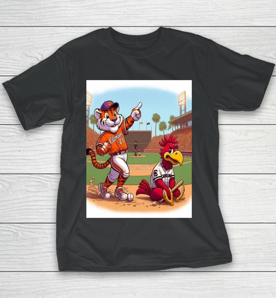 Clemson Tiger Wins The Opener Over South Carolina Gamecocks In 12 Innings As Andrew Ciufo Walks It Off 5 4 Mascot Youth T-Shirt