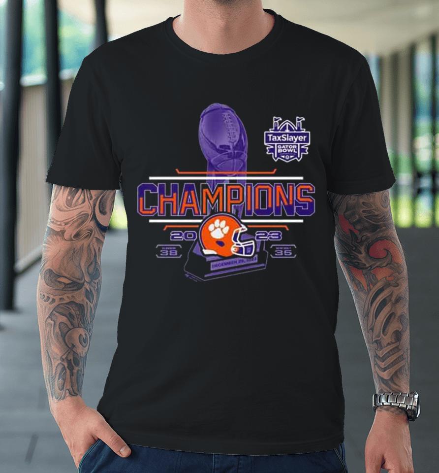 Clemson Tigers 2023 Taxslayer Gator Bowl Champions Finals Score Premium T-Shirt