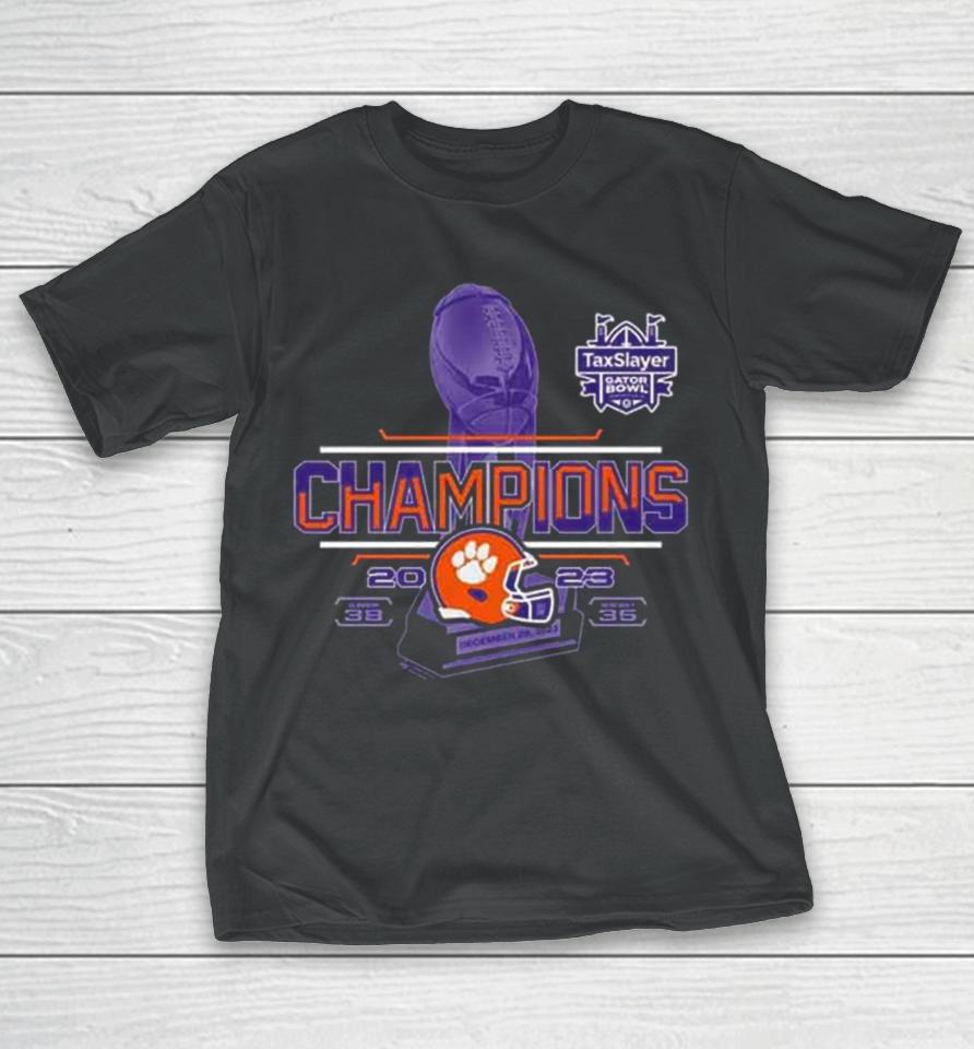 Clemson Tigers 2023 Taxslayer Gator Bowl Champions Finals Score T-Shirt