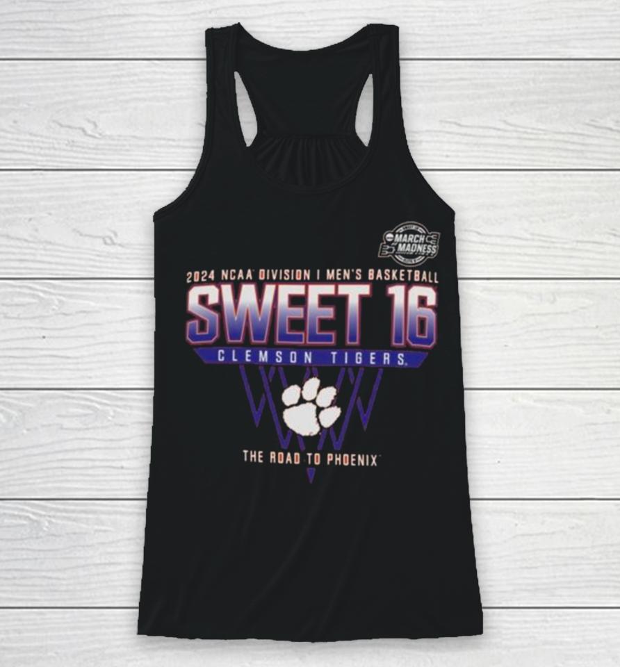 Clemson Tigers 2024 Ncaa Division I Men’s Basketball Sweet 16 The Road To Phoenix Racerback Tank