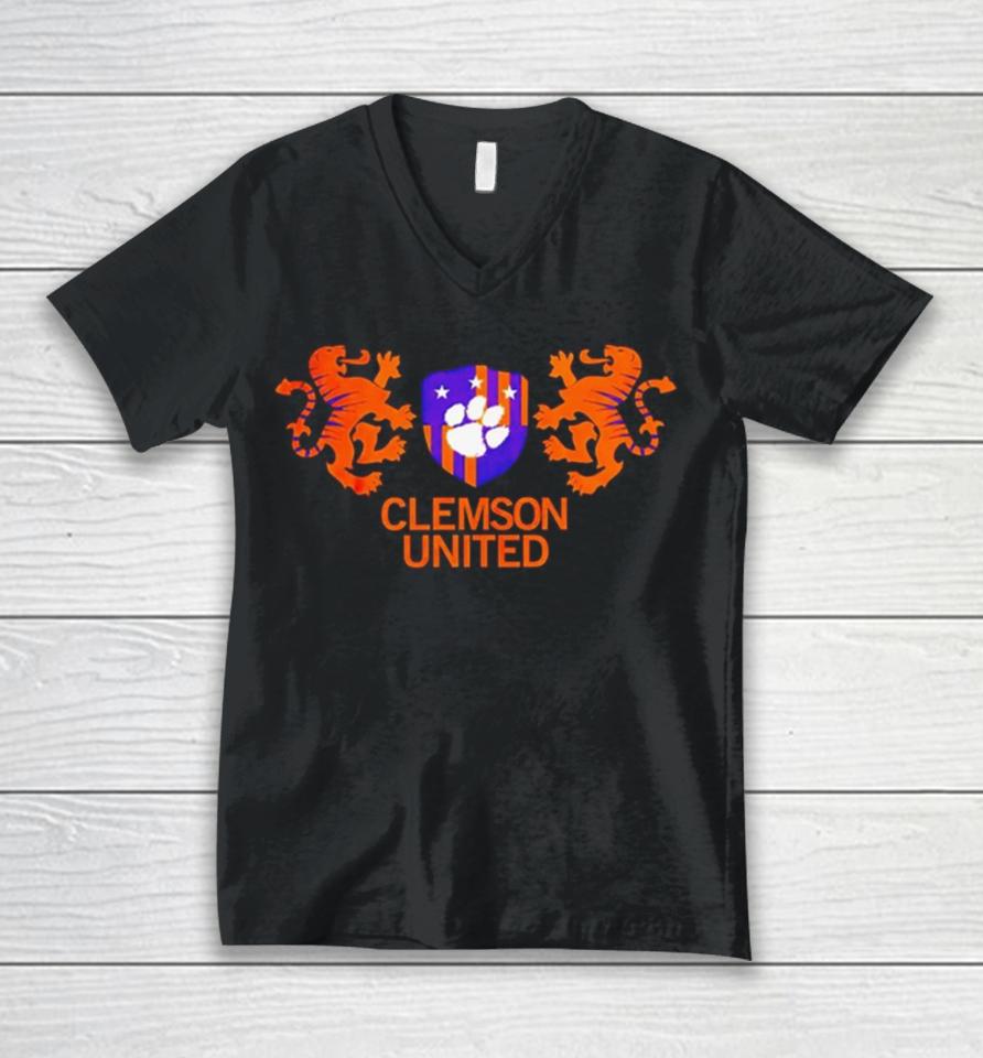 Clemson Tigers Logo Soccer Crest 2024 Unisex V-Neck T-Shirt