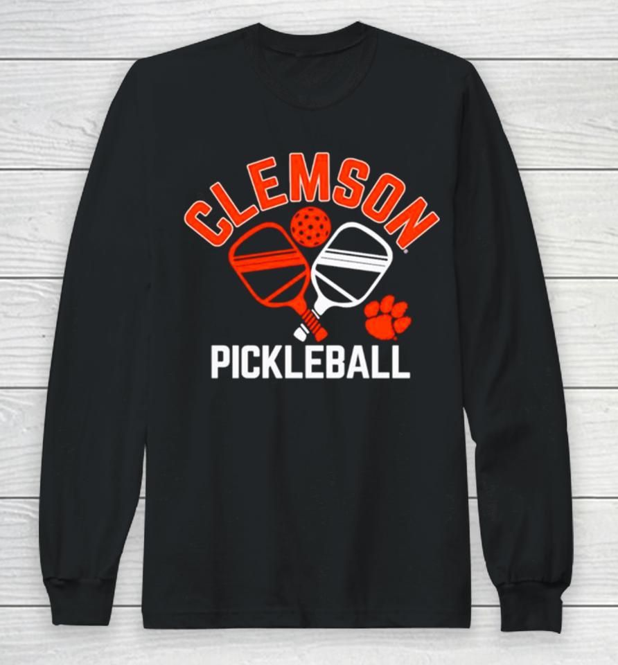 Clemson Tigers Pickleball Crossed Paddles Long Sleeve T-Shirt